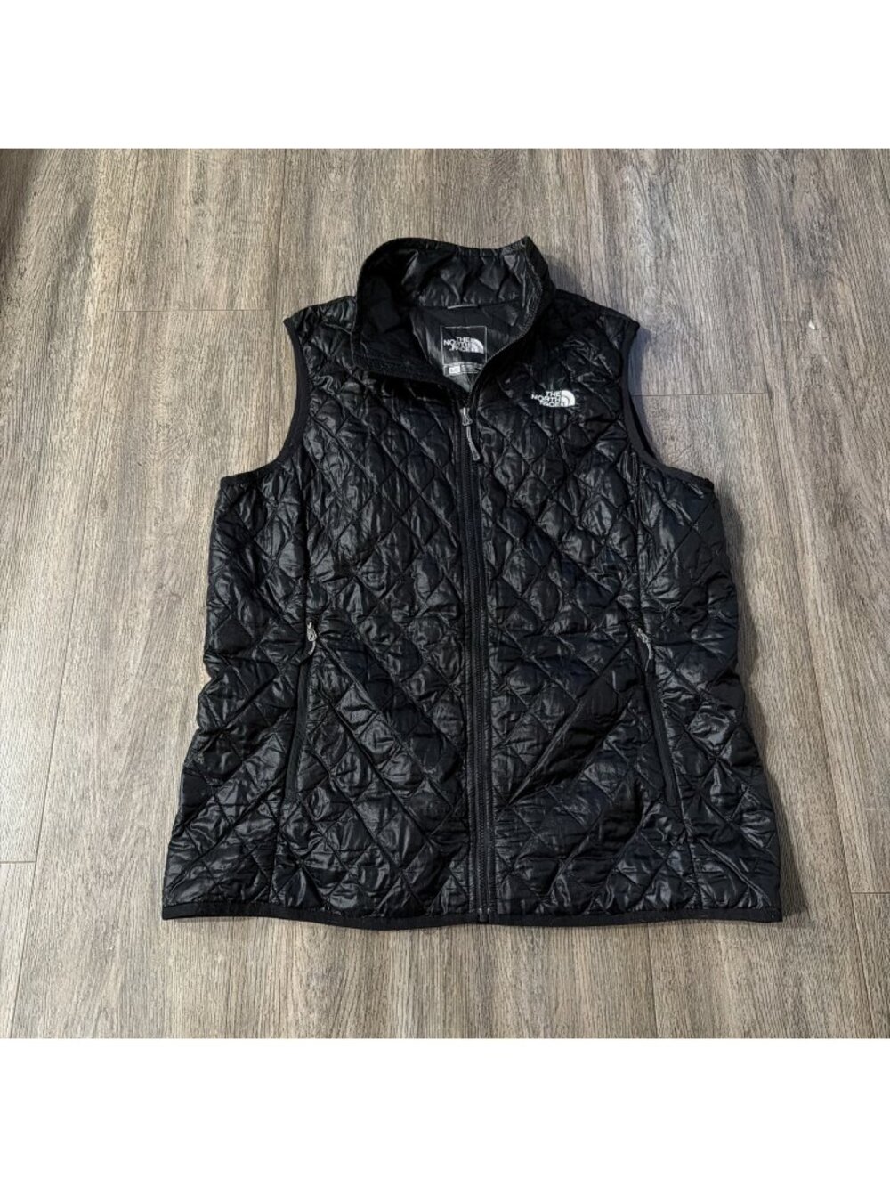 THE NORTH FACE THERMOBALL Women Vest Gilet Size L Quilted Black Thin Light